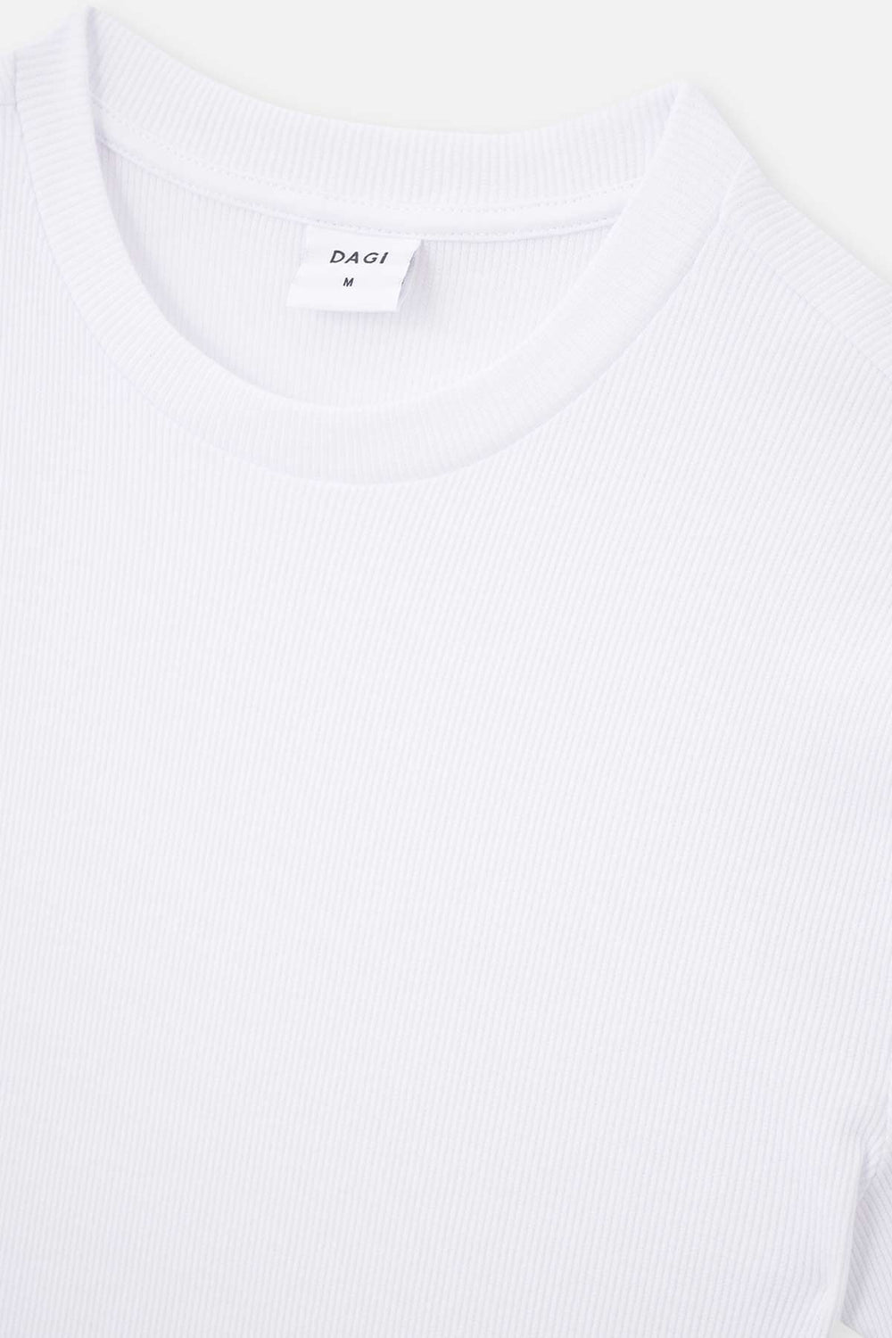 Beyaz Bisiklet Yaka Kısa Kol Crop T-Shirt