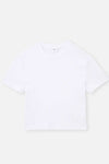 Beyaz Bisiklet Yaka Kısa Kol Crop T-Shirt
