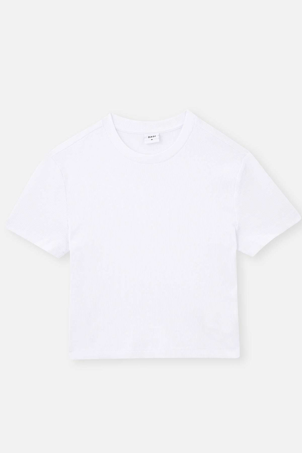 Beyaz Bisiklet Yaka Kısa Kol Crop T-Shirt