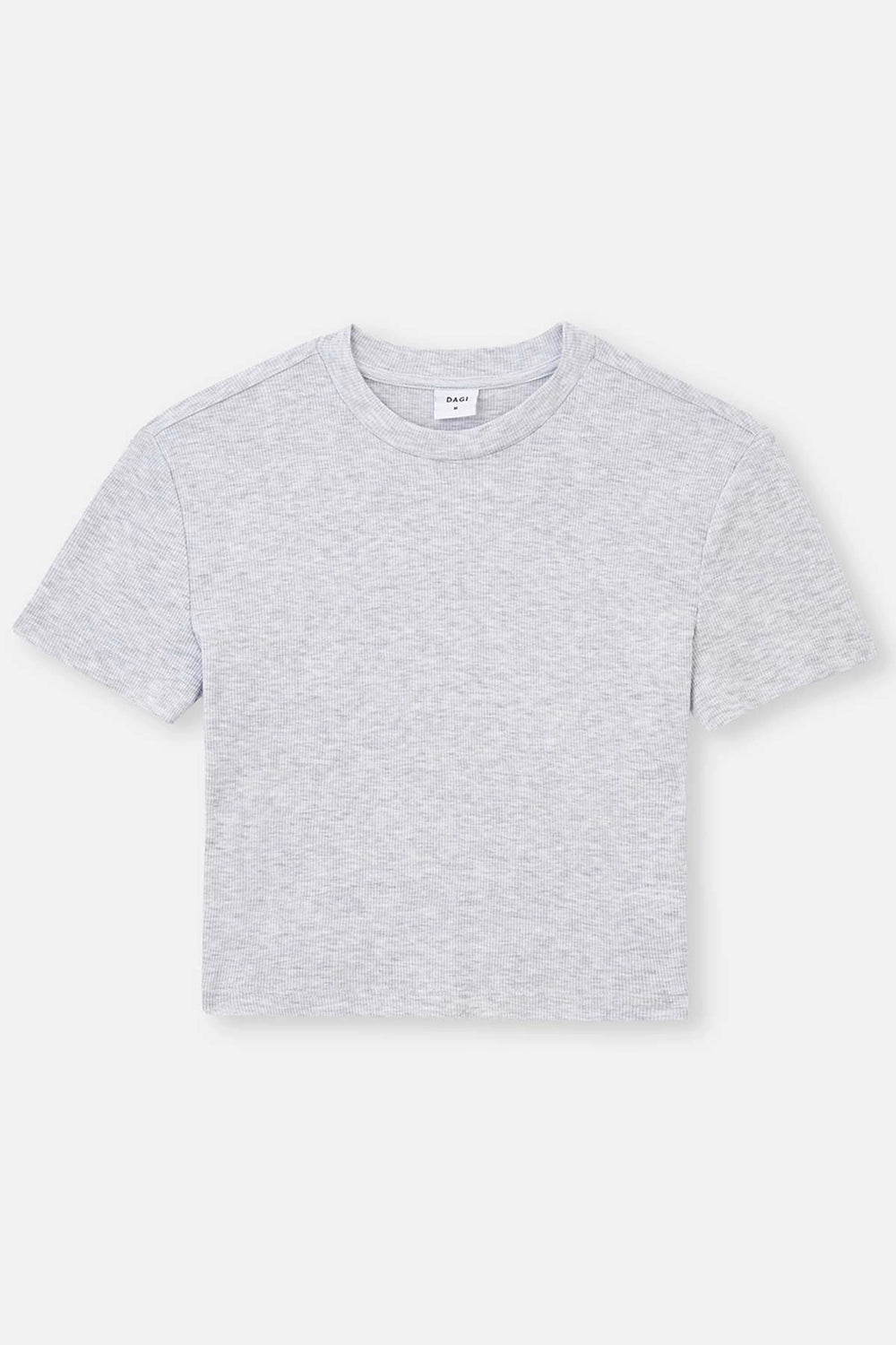 Gri Melanj Bisiklet Yaka Kısa Kol Crop T-Shirt