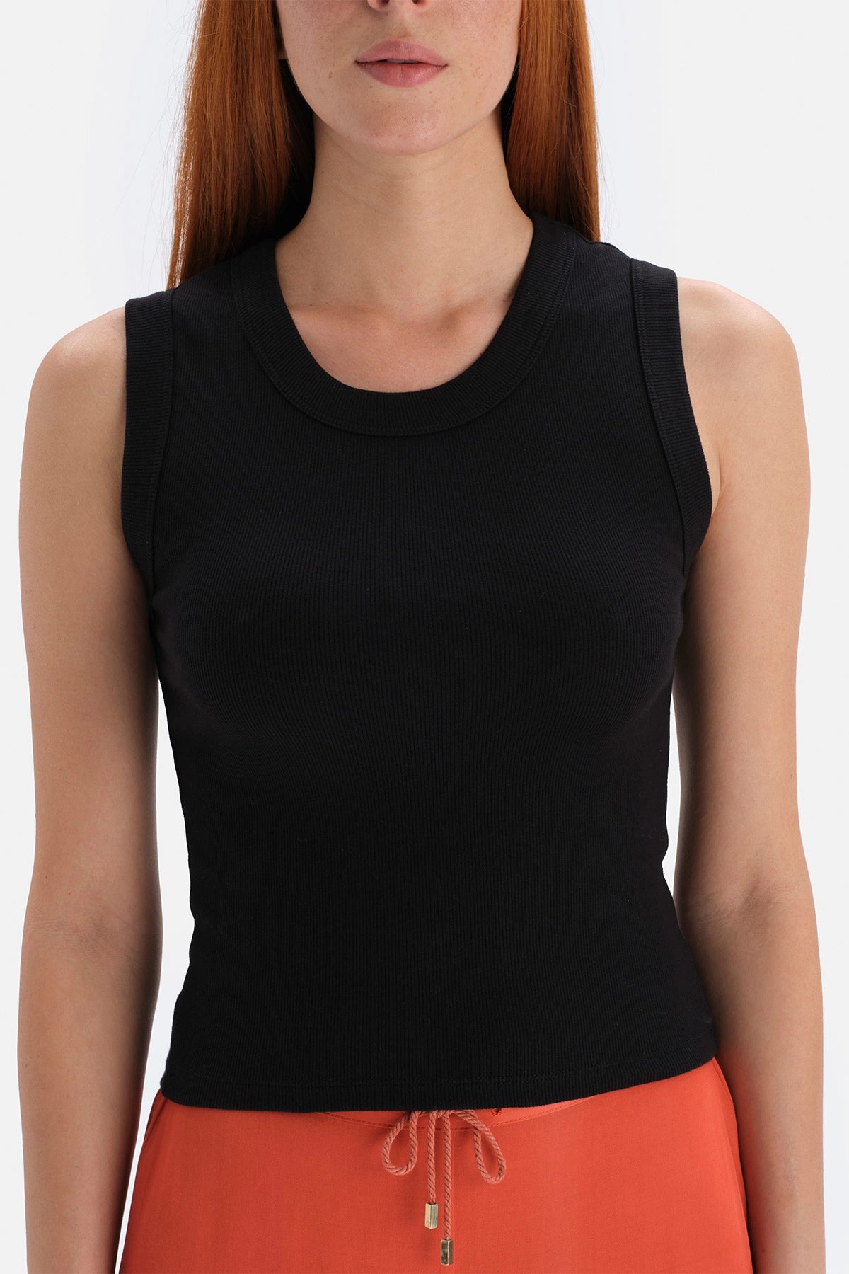 Siyah Kalın Askılı Kolsuz Ribanalı Pamuklu Atlet