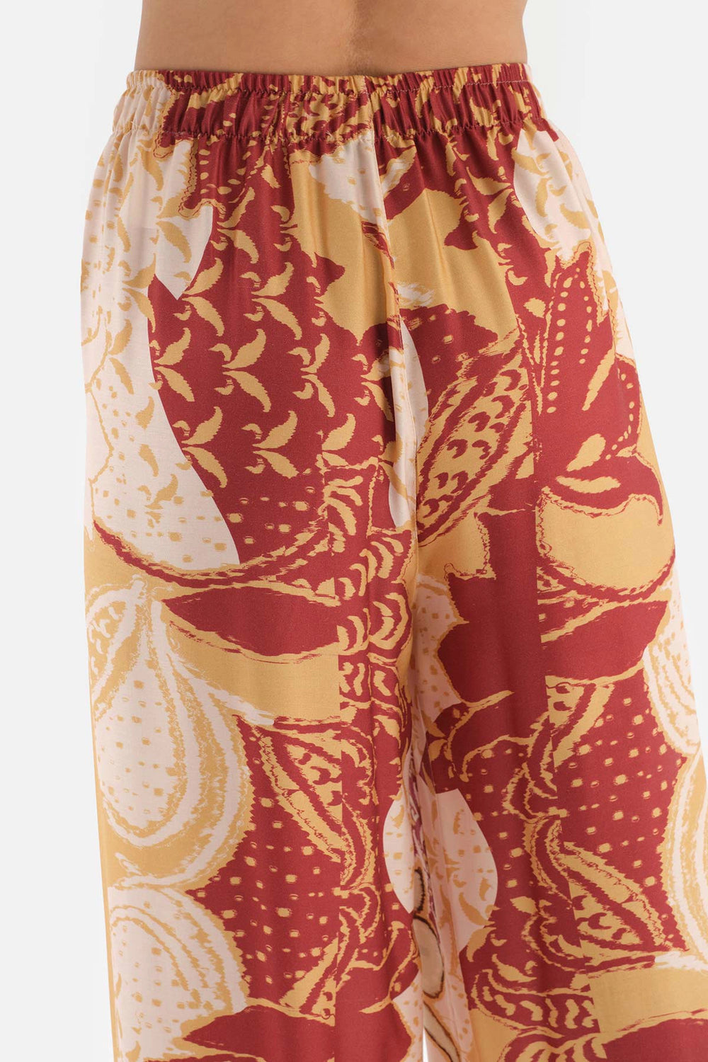 Krem Metraj Baskılı Pantolon