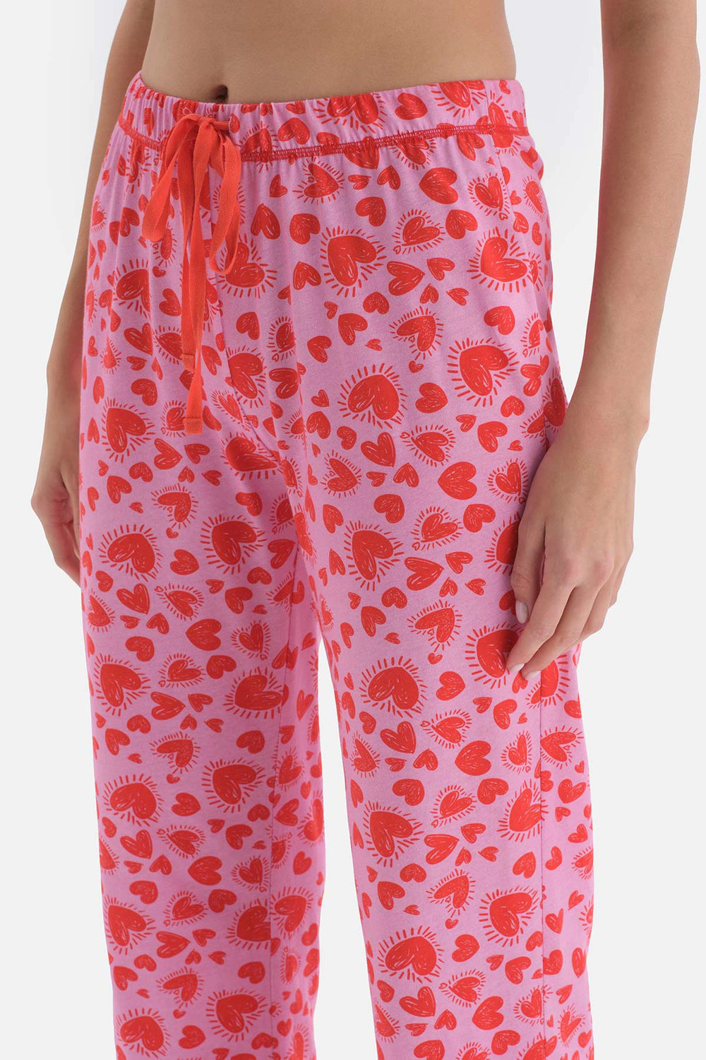 Beyaz Baskılı Kısa Kol Pamuklu Pijama Takımı