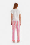 Beyaz Çizgili Kısa Kol Pamuklu Pijama Takımı