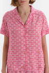 Pembe Kısa Kol Panter Lisanslı Viskon Pijama Takımı