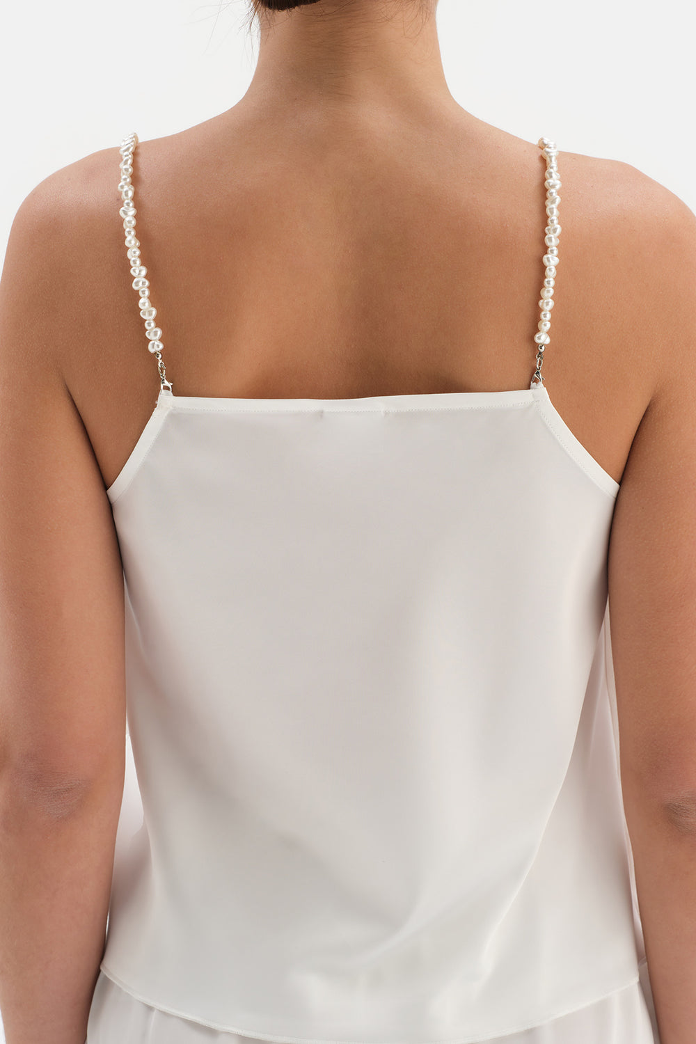 Beyaz Inci Askılı Bride Saten Şortlu Pijama Takımı