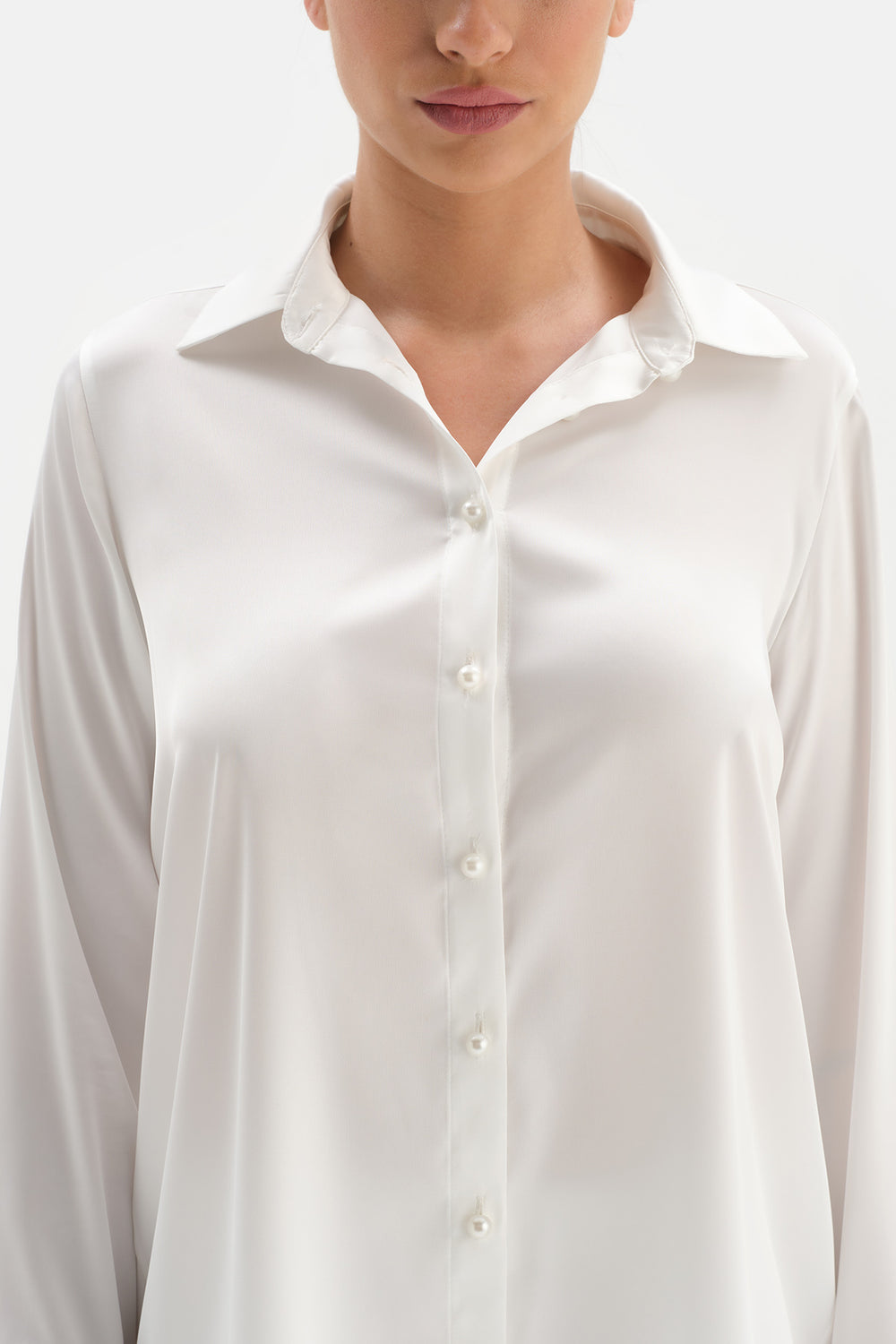 Beyaz Otrişli Bride Saten Pijama Takımı