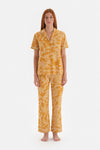 Hardal Metraj Baskılı Kısa Kol Pamuklu Pijama Takımı