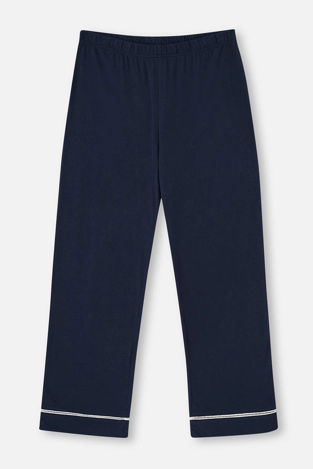 Beyaz Merdiven Biye Detaylı Kayık Yaka Örme Pijama Takımı