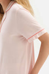 Açık Pembe Gömlek Yaka Biyeli Modal Şortlu Pijama Takımı