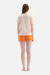Açık Pembe Kısa Kollu Baskı Detaylı Şortlu Pijama Takımı