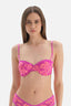 Pembe Kalp Askı Detaylı Kaplı Dantelli Sütyen