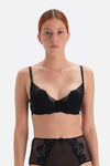 Siyah Yarı Dolgulu Balenli Sütyen