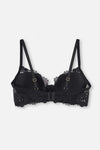 Siyah Dolgusuz Kaplı Balenli Dantelli Sütyen