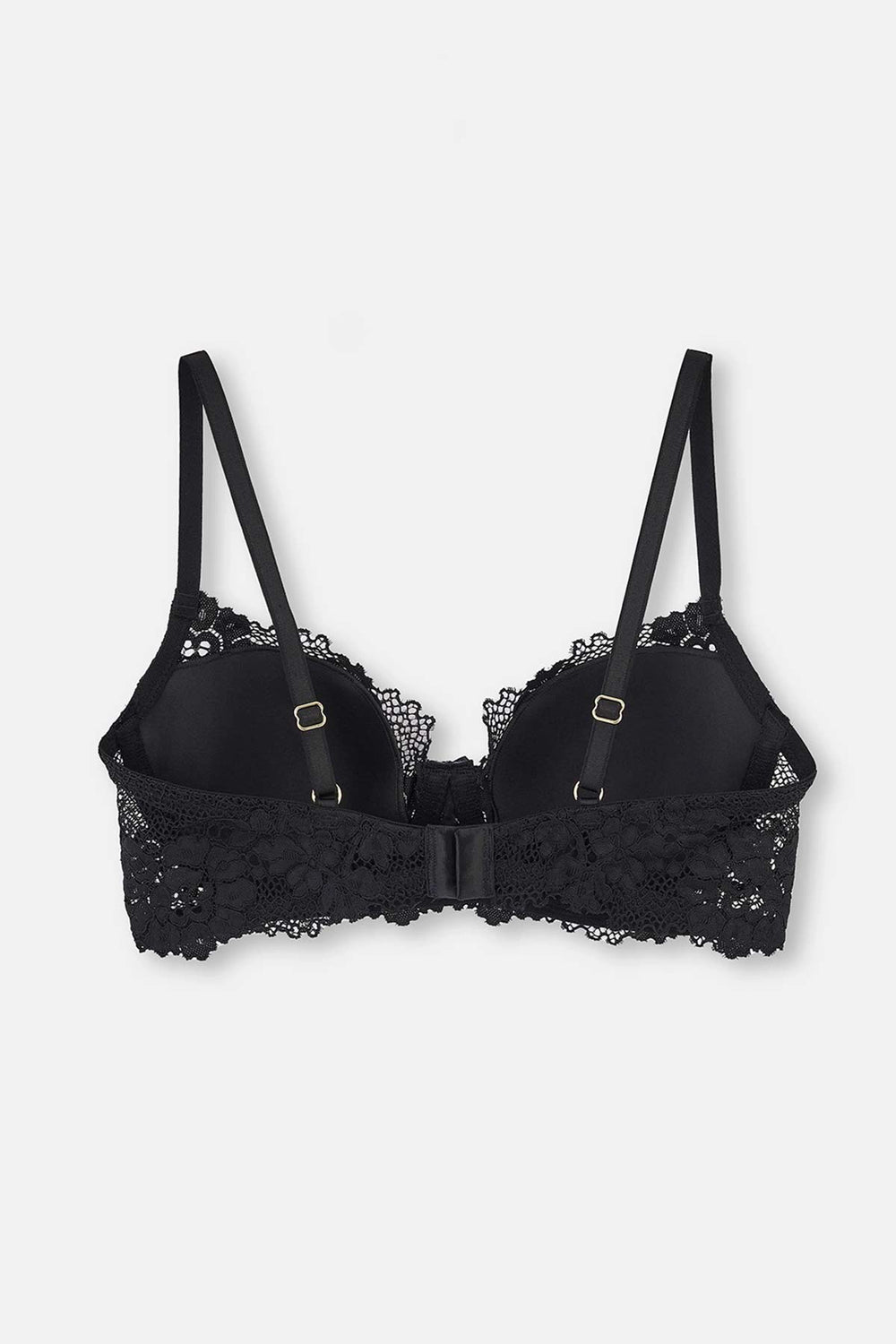 Siyah Dolgusuz Kaplı Balenli Dantelli Sütyen