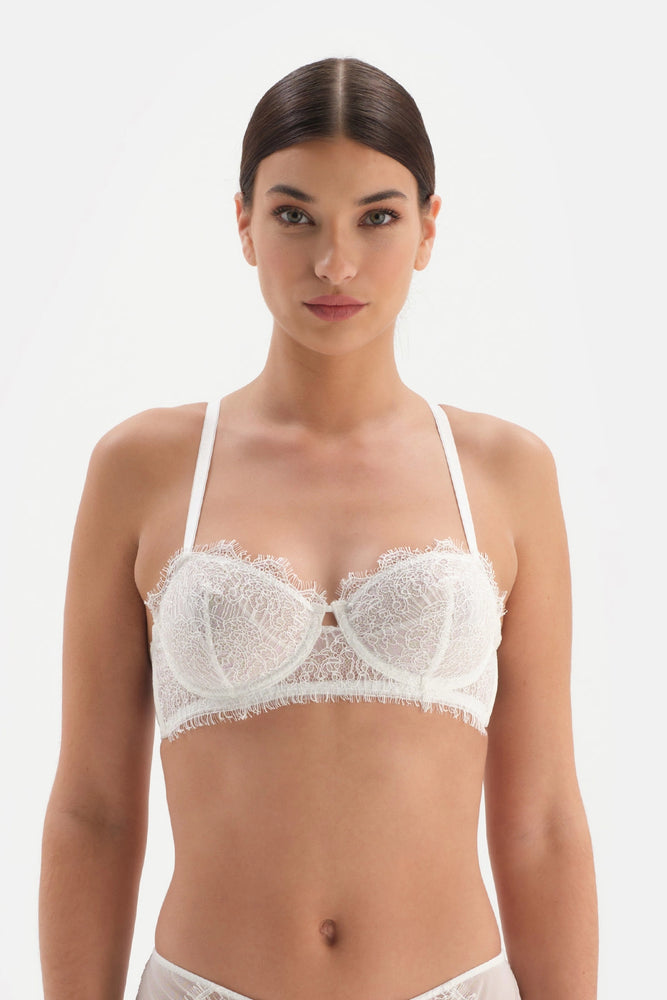 Beyaz Bride Dantel Detaylı Balenli Sütyen