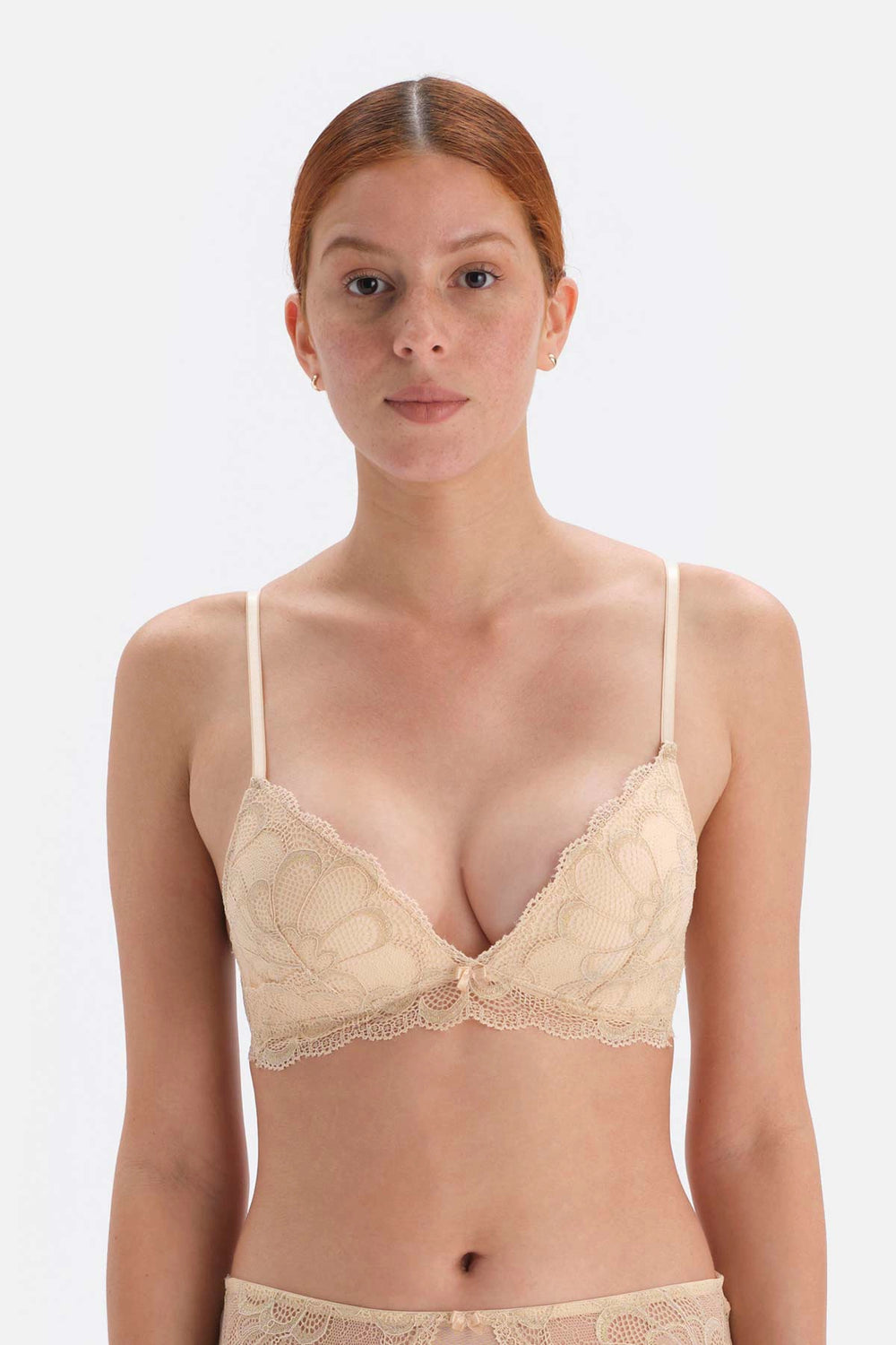 Bej Dantel Detaylı Balensiz Sütyen