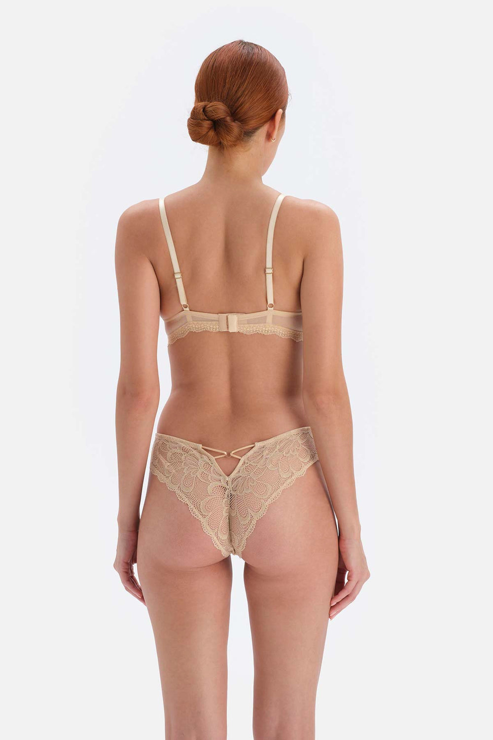 Bej Dantel Detaylı Balenli Sütyen