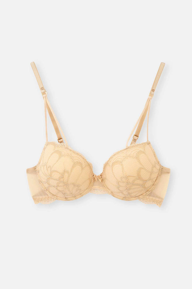 Bej Dantel Detaylı Balenli Sütyen