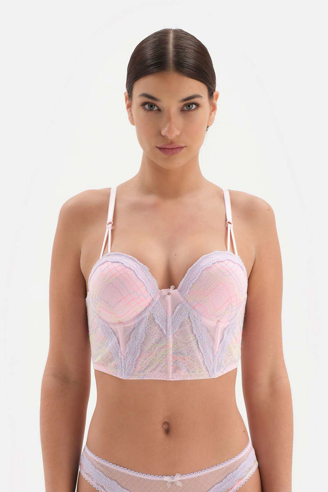 Pembe Aksesuar Detaylı Kaplı Büstiyer