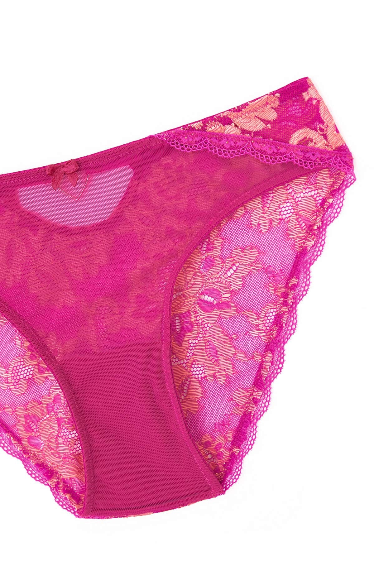 Pembe Tül Detaylı Dantelli Slip