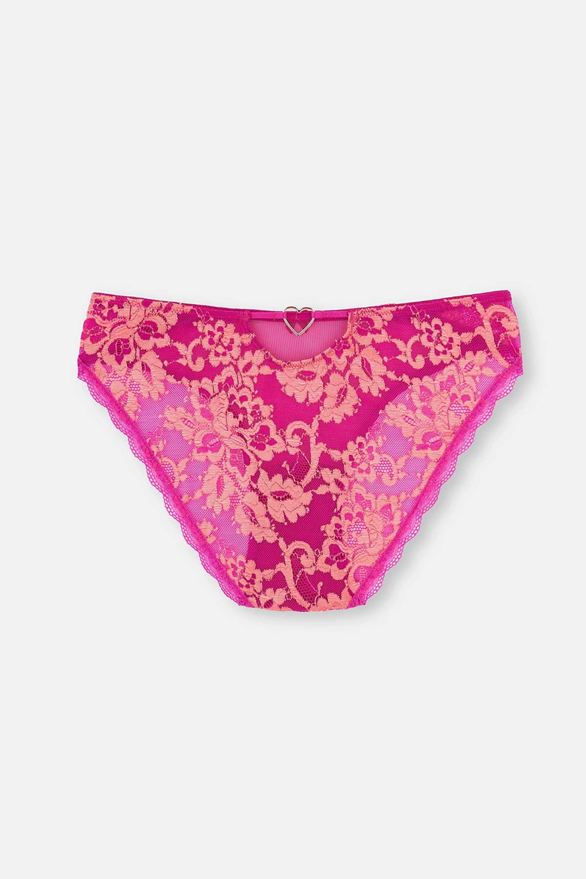 Pembe Tül Detaylı Dantelli Slip