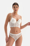 Beyaz Bride Dantel Detaylı Arka Form Thong Külot