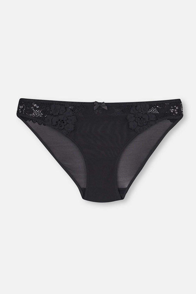 Siyah Dantel Detaylı Mikro Slip
