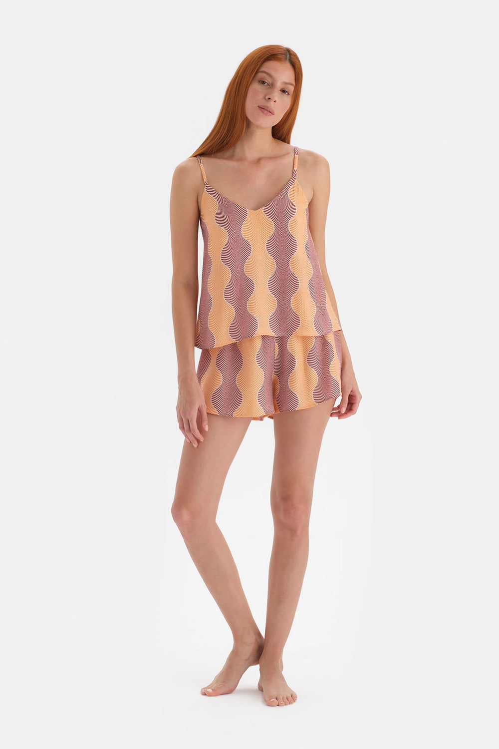 Sarı Simli Saten Şort Pijama Altı