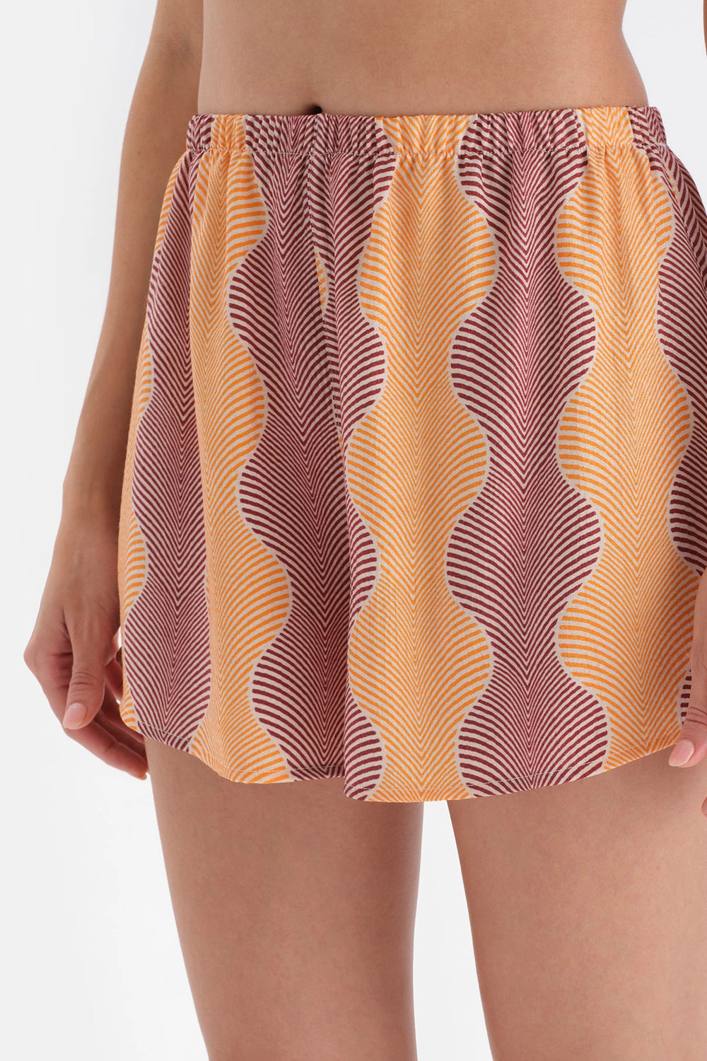 Sarı Simli Saten Şort Pijama Altı