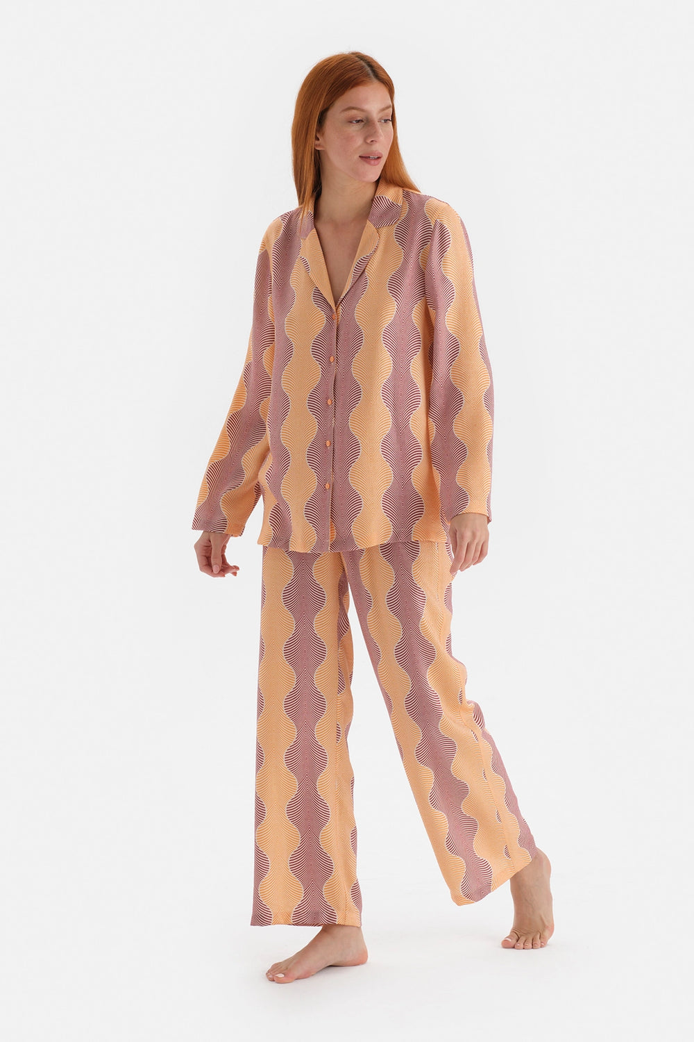 Sarı Simli Saten Pantolon Pijama Altı