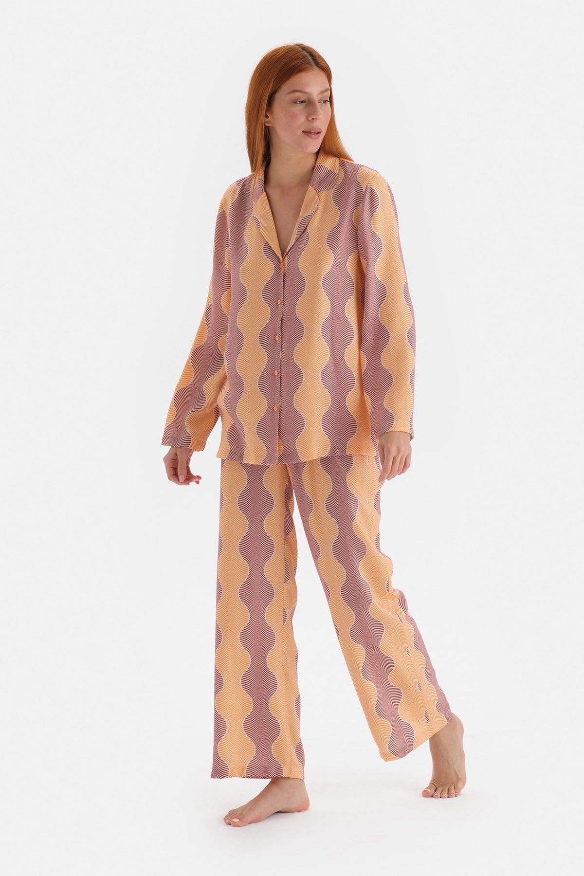 Sarı Simli Saten Pantolon Pijama Altı