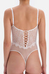 Beyaz Bride Dekolteli Dantelli Bodysuit