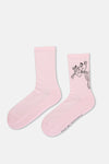 Beyaz-Pembe Kadın Panter 2'li Çorap Seti