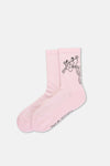 Beyaz-Pembe Kadın Panter 2'li Çorap Seti