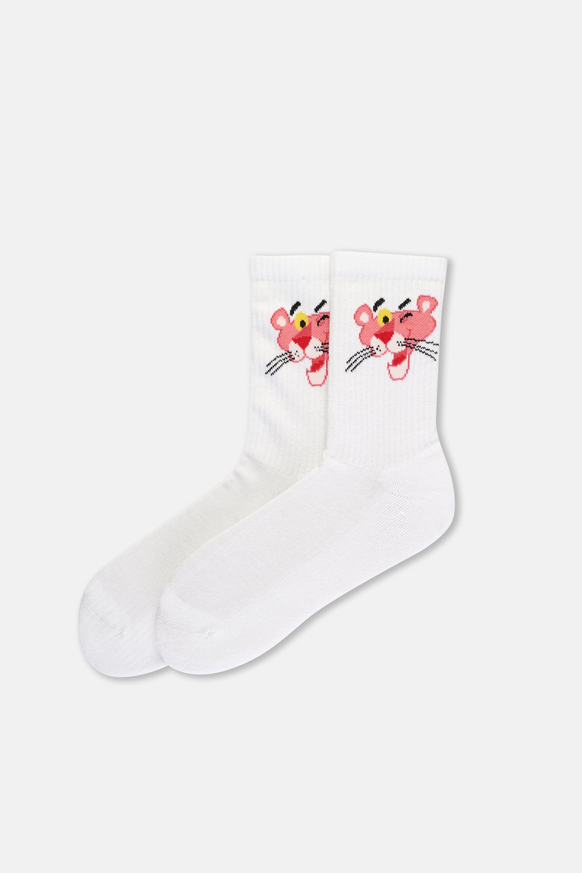 Beyaz-Pembe Kadın Panter 2'li Çorap Seti