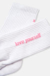 Beyaz Kadın Spor Çorap Love Yourself