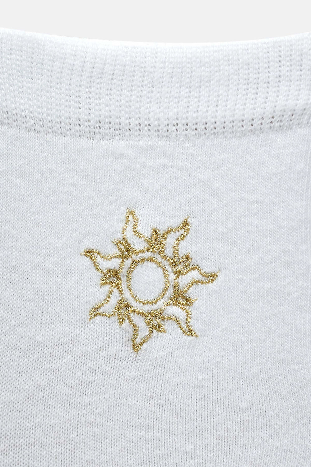 Beyaz Kadın Güneş Nakış Desenli Çorap