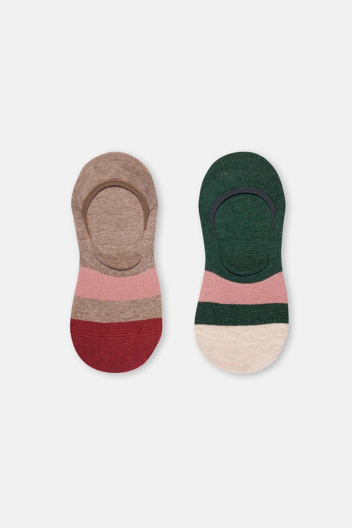 Haki Kadın Renkli Babet Çorap 2'Li