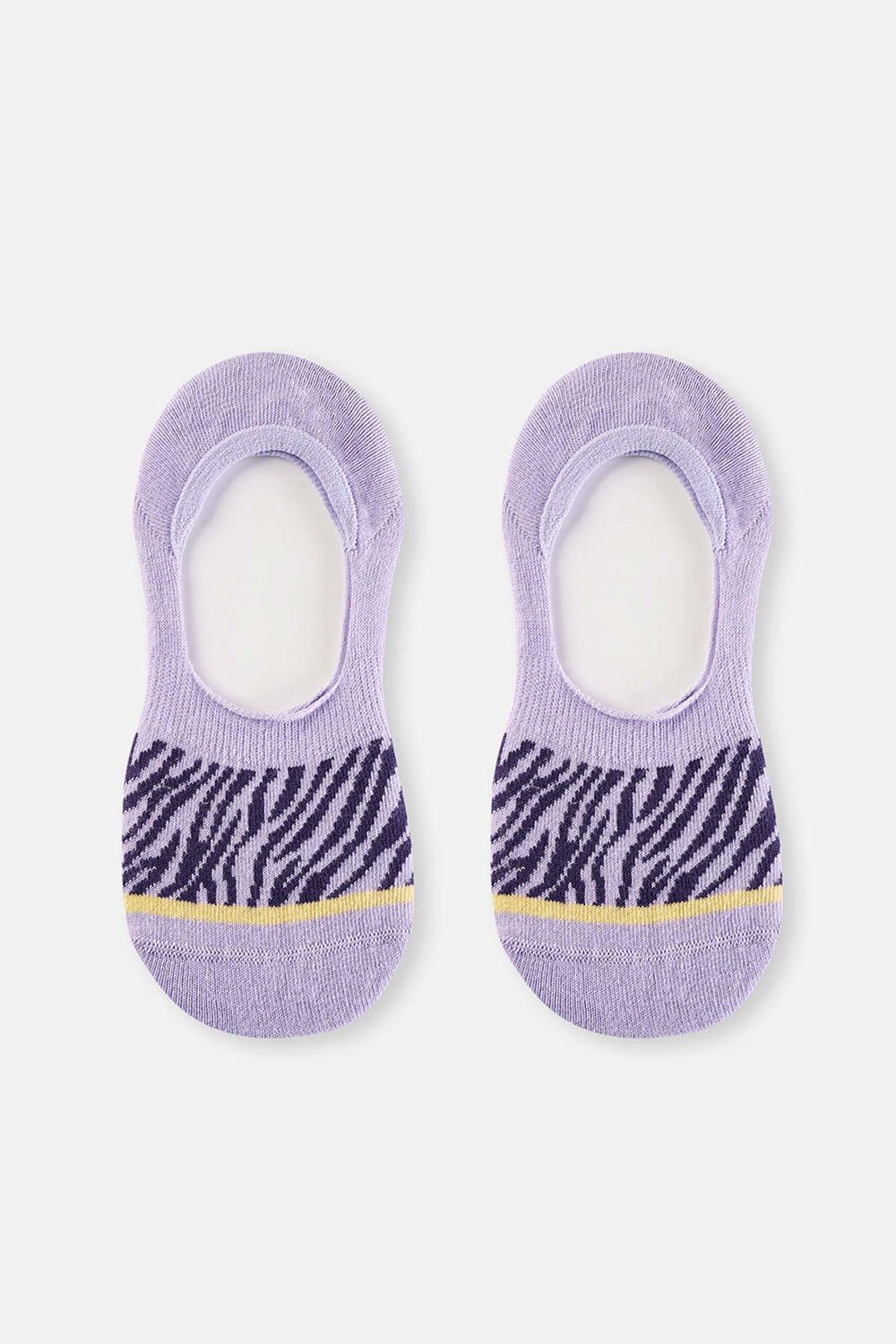 Lila-Mor Kadın Zebra Desenli Görünmez Çorap 2'li