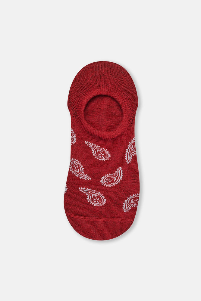 Bordo Kadın Şal Desenli Görünmez Çorap