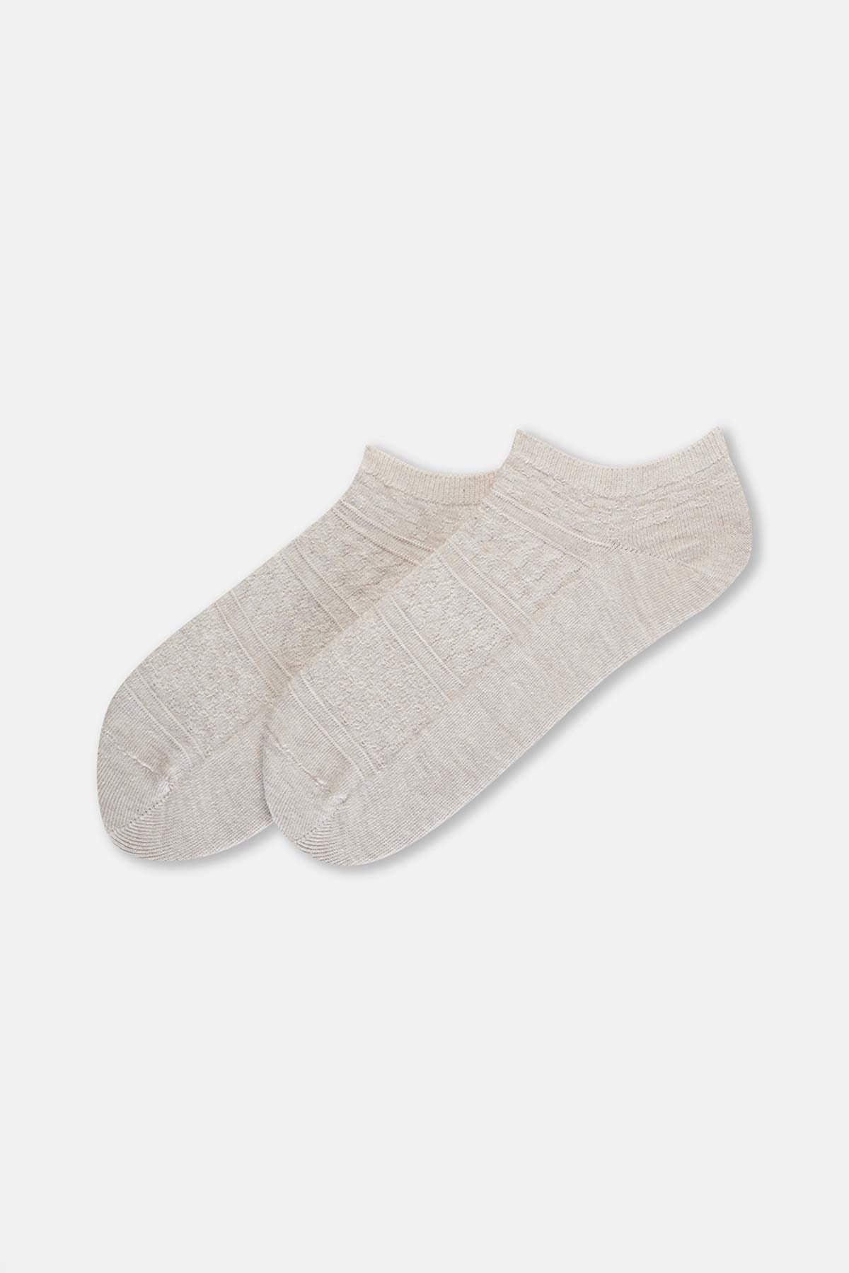 Mavi Kadın Otantik Desenli Patik Çorap 2'Li