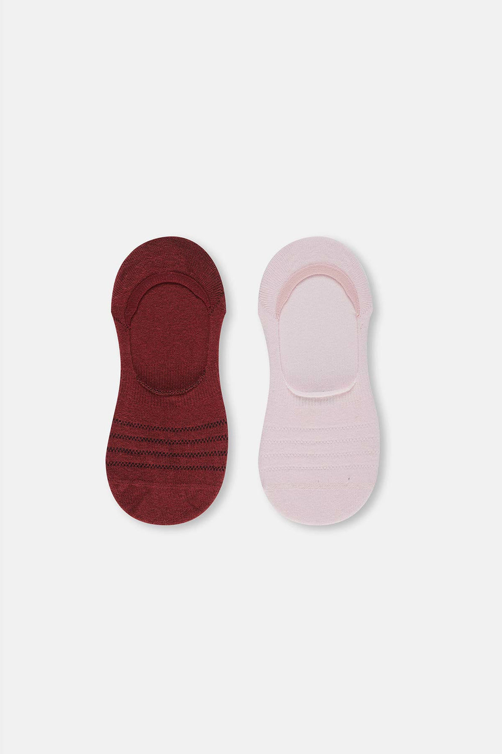 Bordo Kadın Düz Görünmez Çorap 2'Li