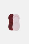 Bordo Kadın Düz Görünmez Çorap 2'Li