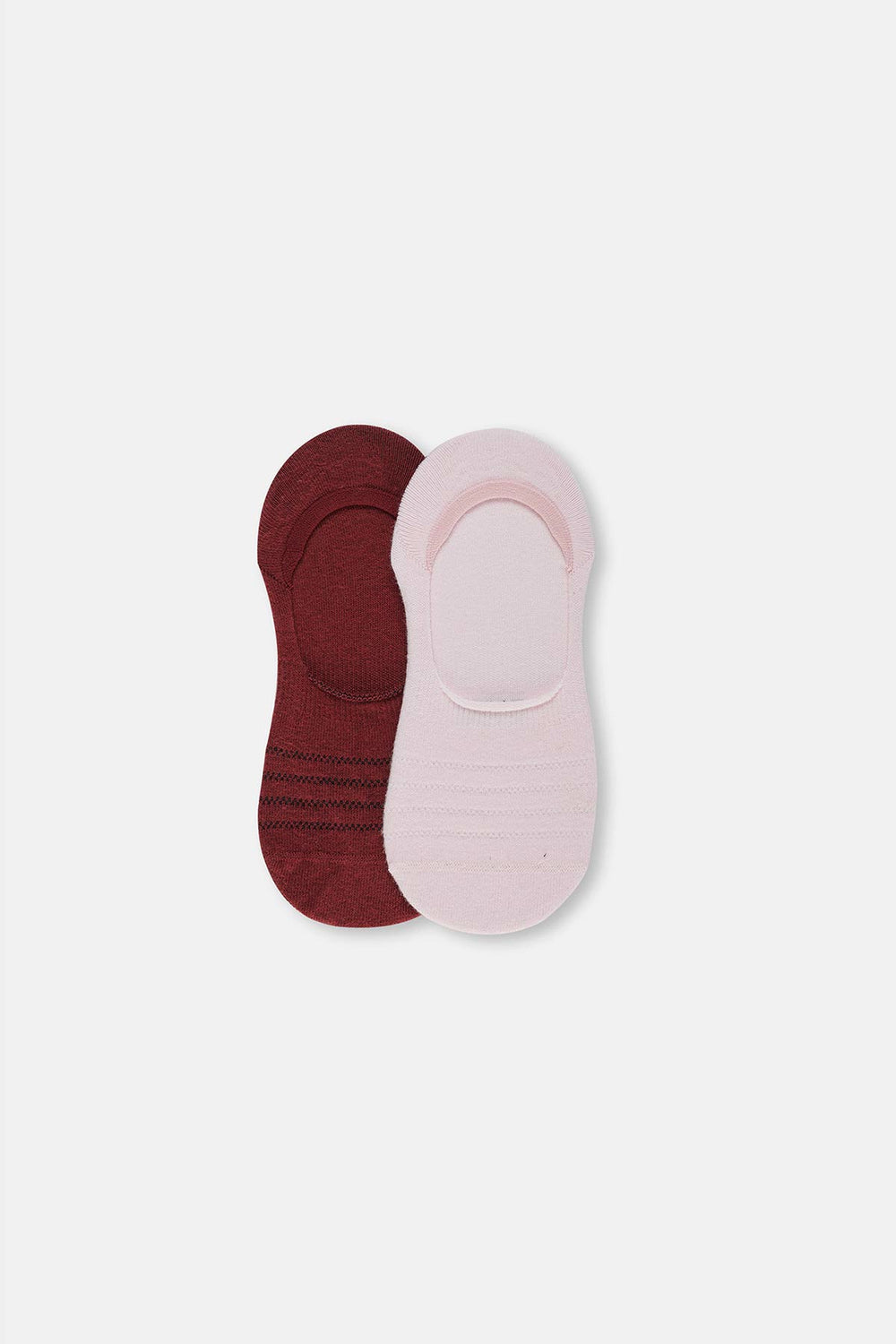 Bordo Kadın Düz Görünmez Çorap 2'Li
