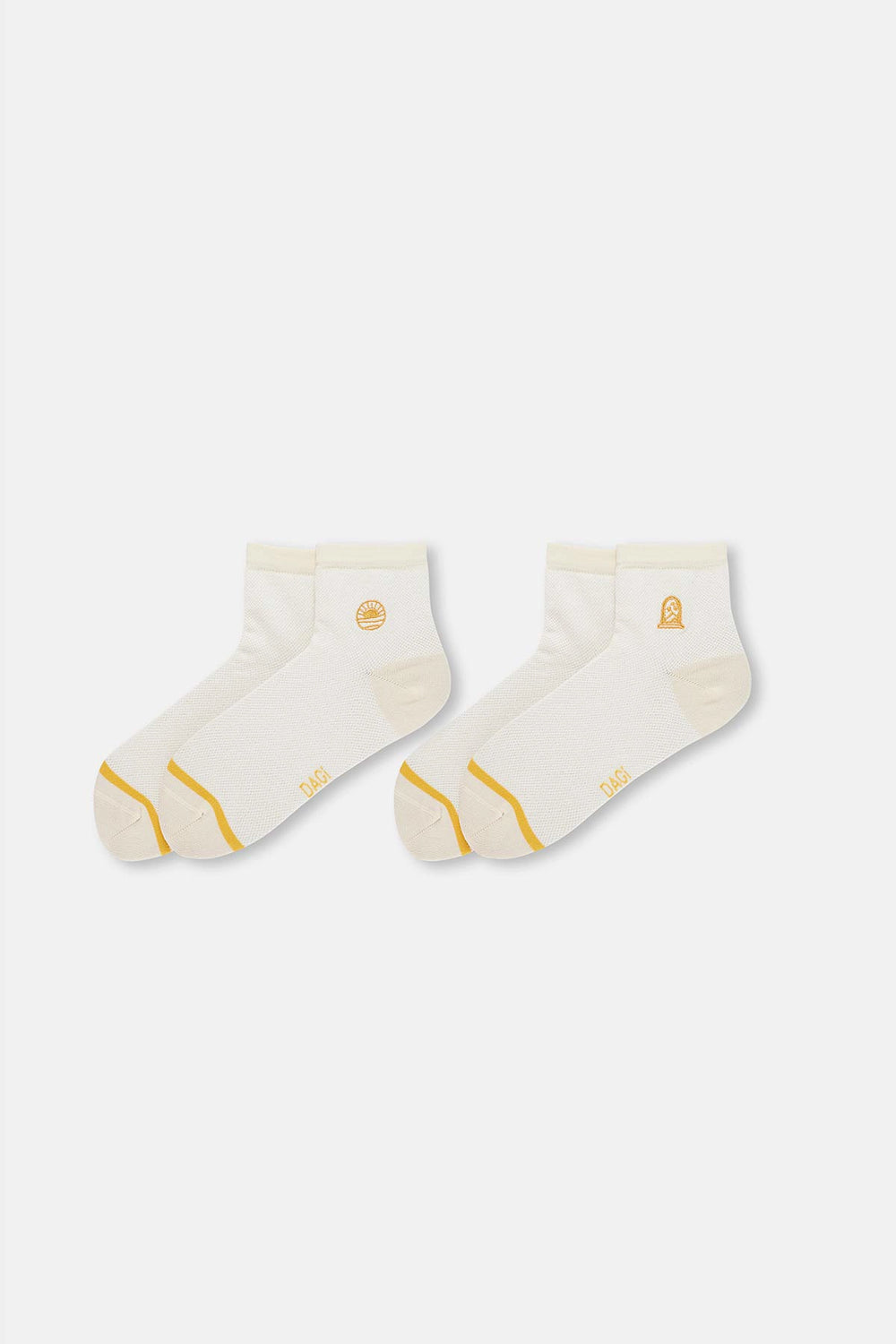Ekru Kadın Güneş Nakışlı Çorap 2'Li