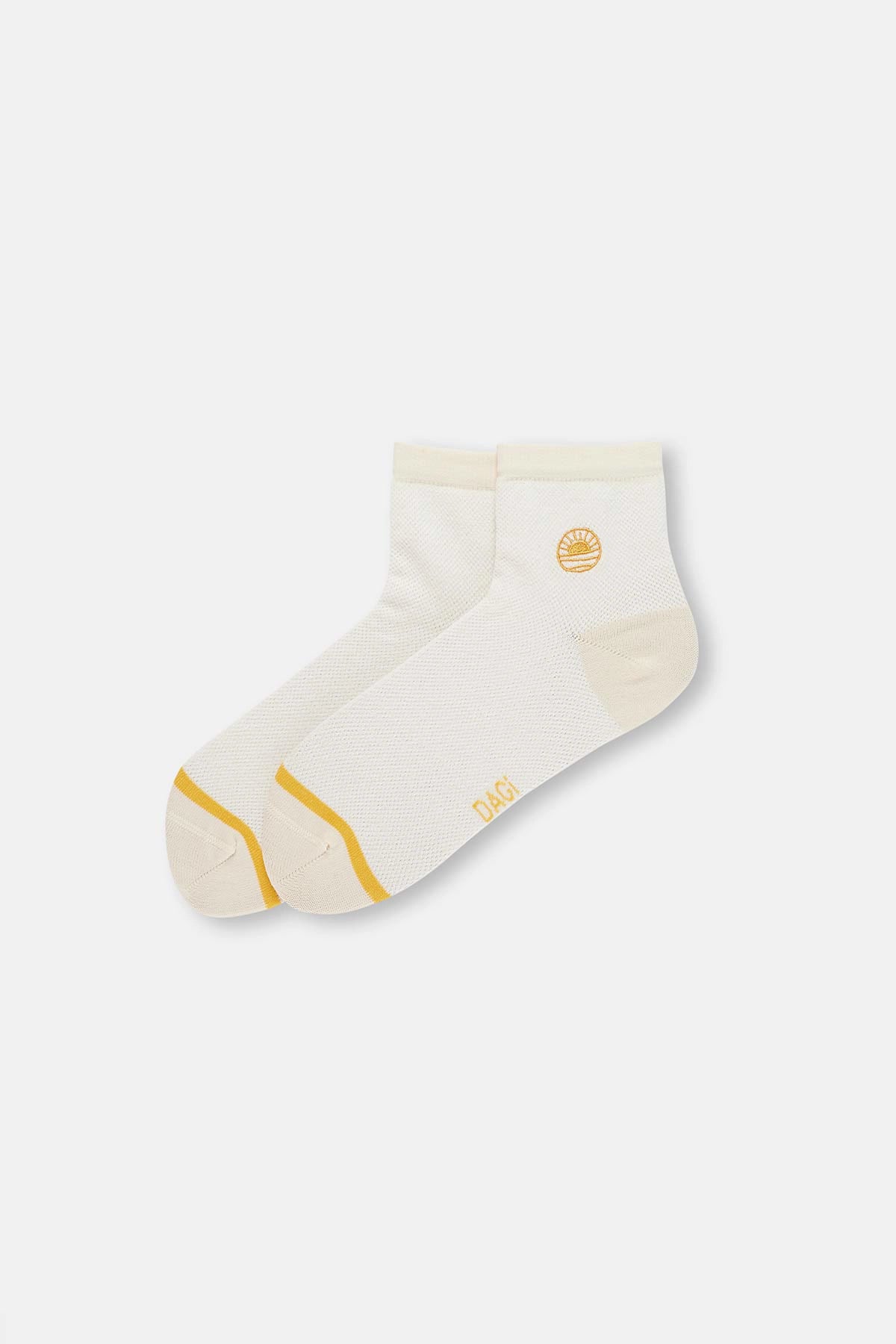 Ekru Kadın Güneş Nakışlı Çorap 2'Li