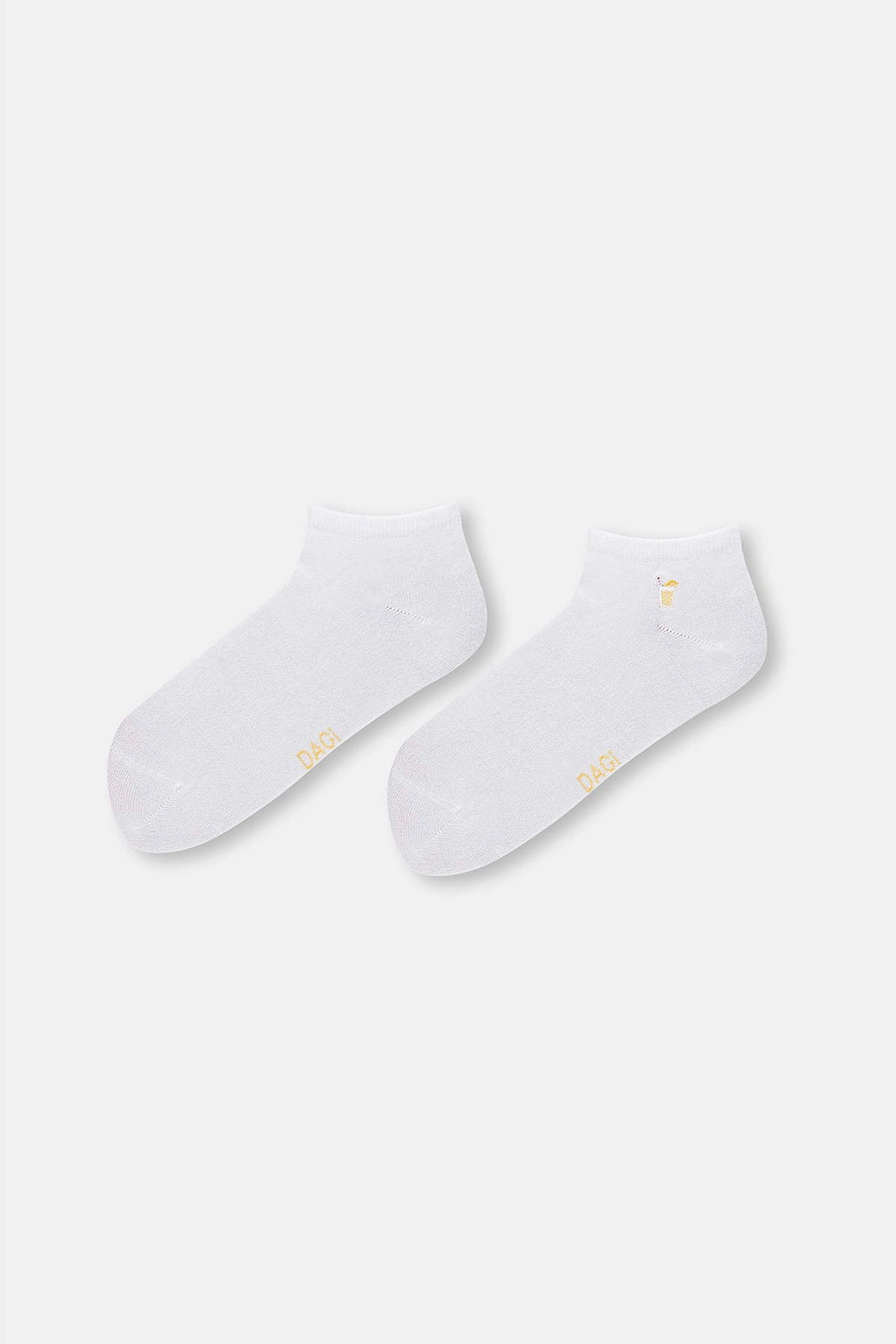 Sarı Kadın Limon Nakışlı Patik Çorap 2'Li