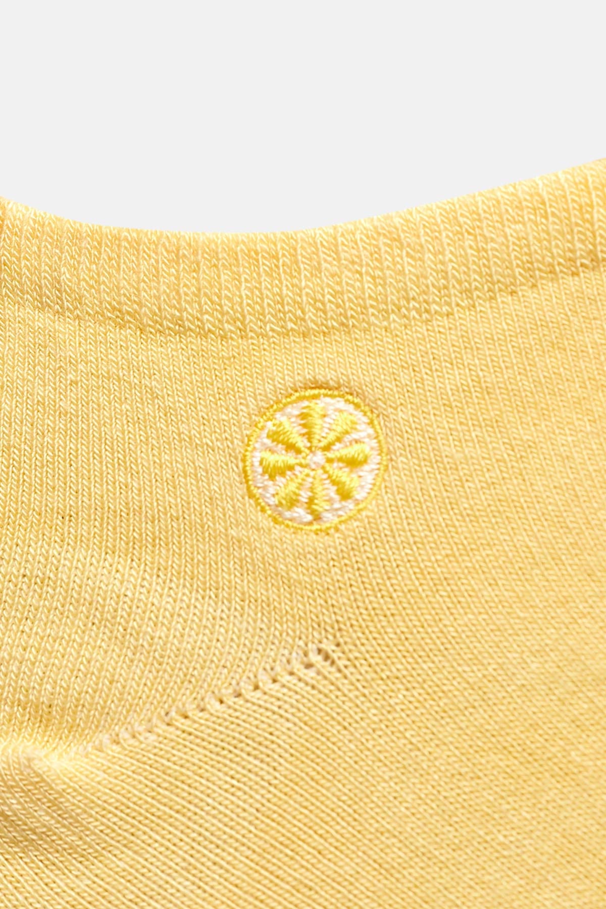 Sarı Kadın Limon Nakışlı Patik Çorap 2'Li