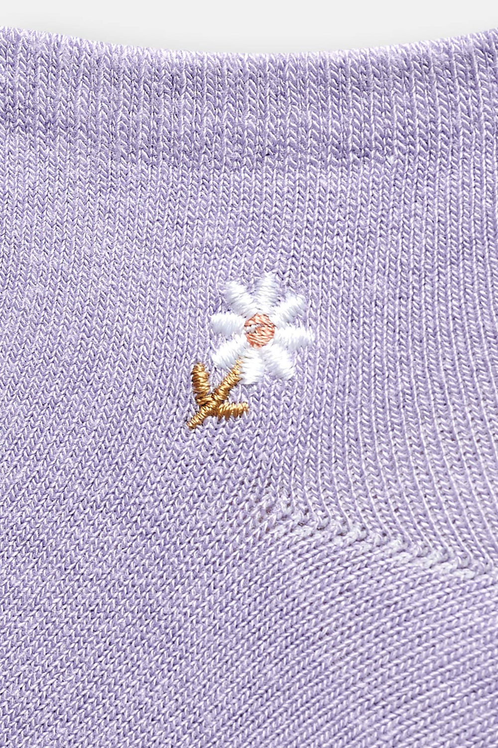 Ekru Kadın Çiçek Nakışlı Patik Çorap 2'Li